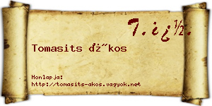 Tomasits Ákos névjegykártya